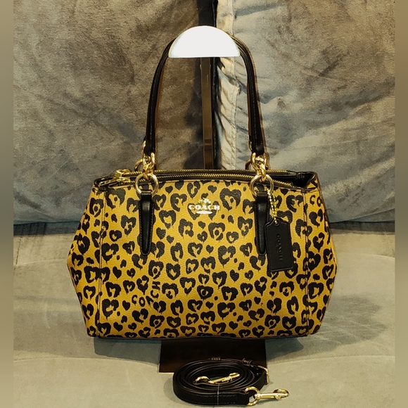 RARE COACH CHRISTIE WILD HEARTS COLLECTION TWO-WAY SATCHEL LEOPARD OCELOT PRINT - Picture 14 of 16